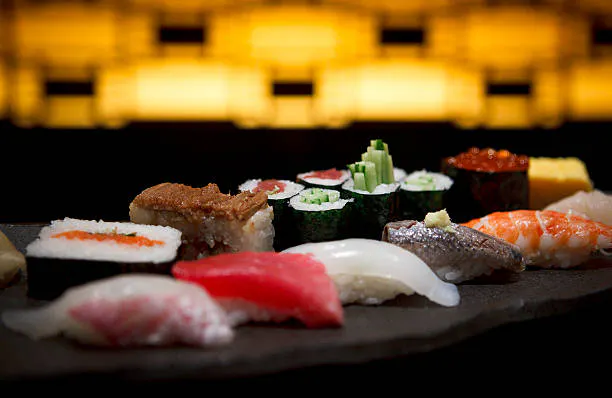 a plate of sushi