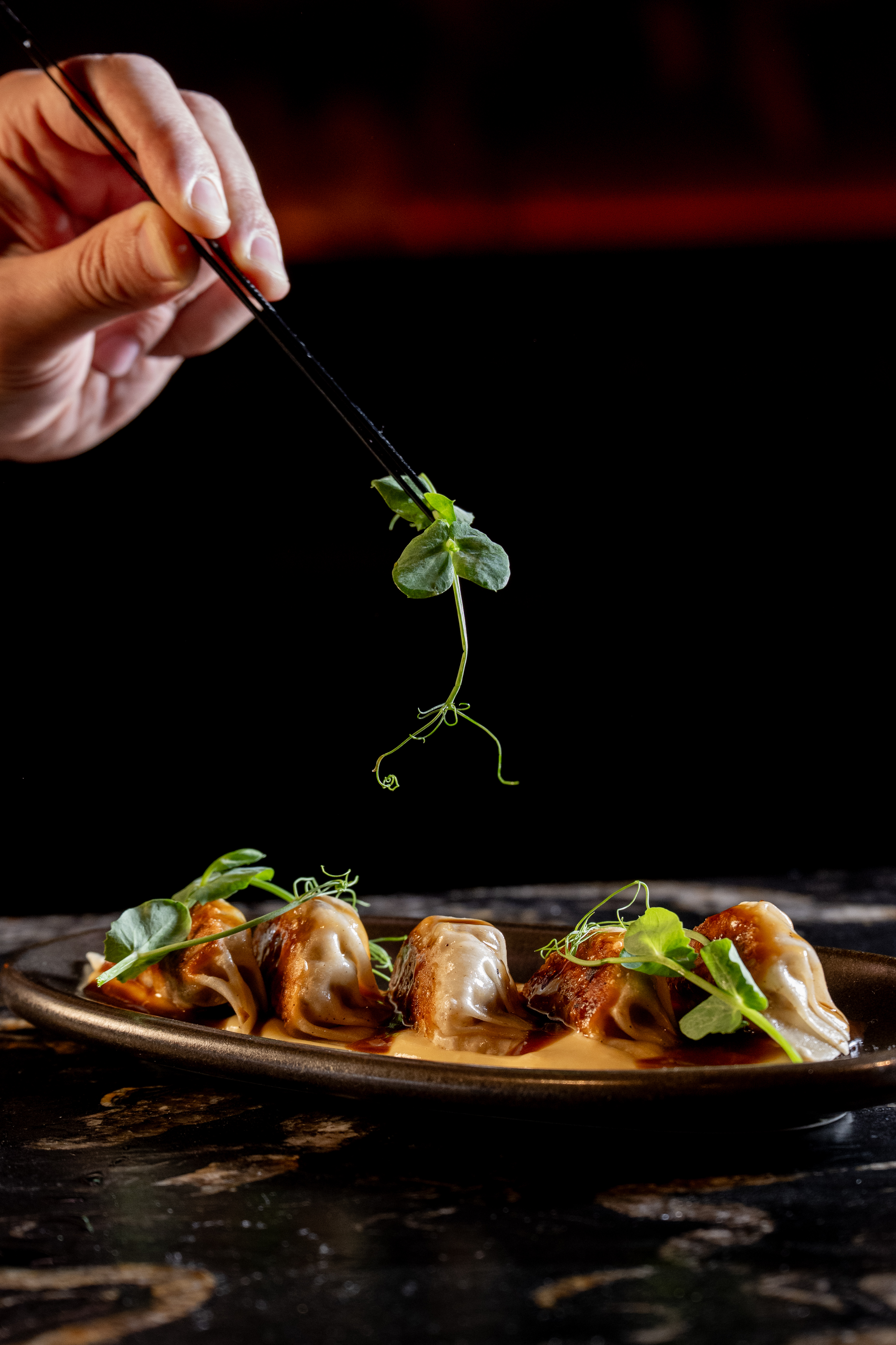 a person holding a fork and knife