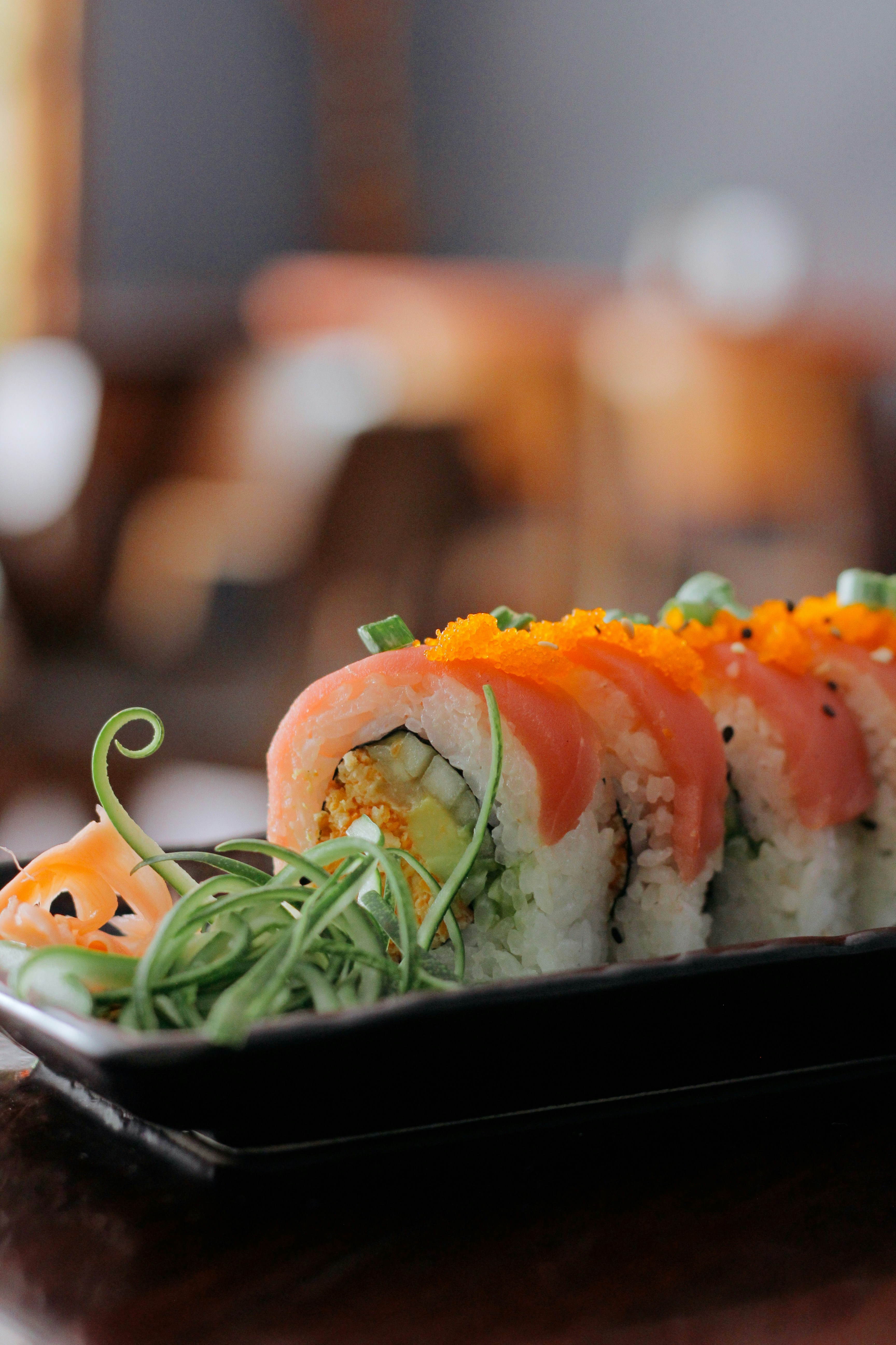 a close up of sushi