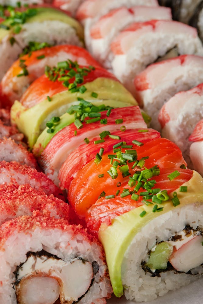 a close up of sushi