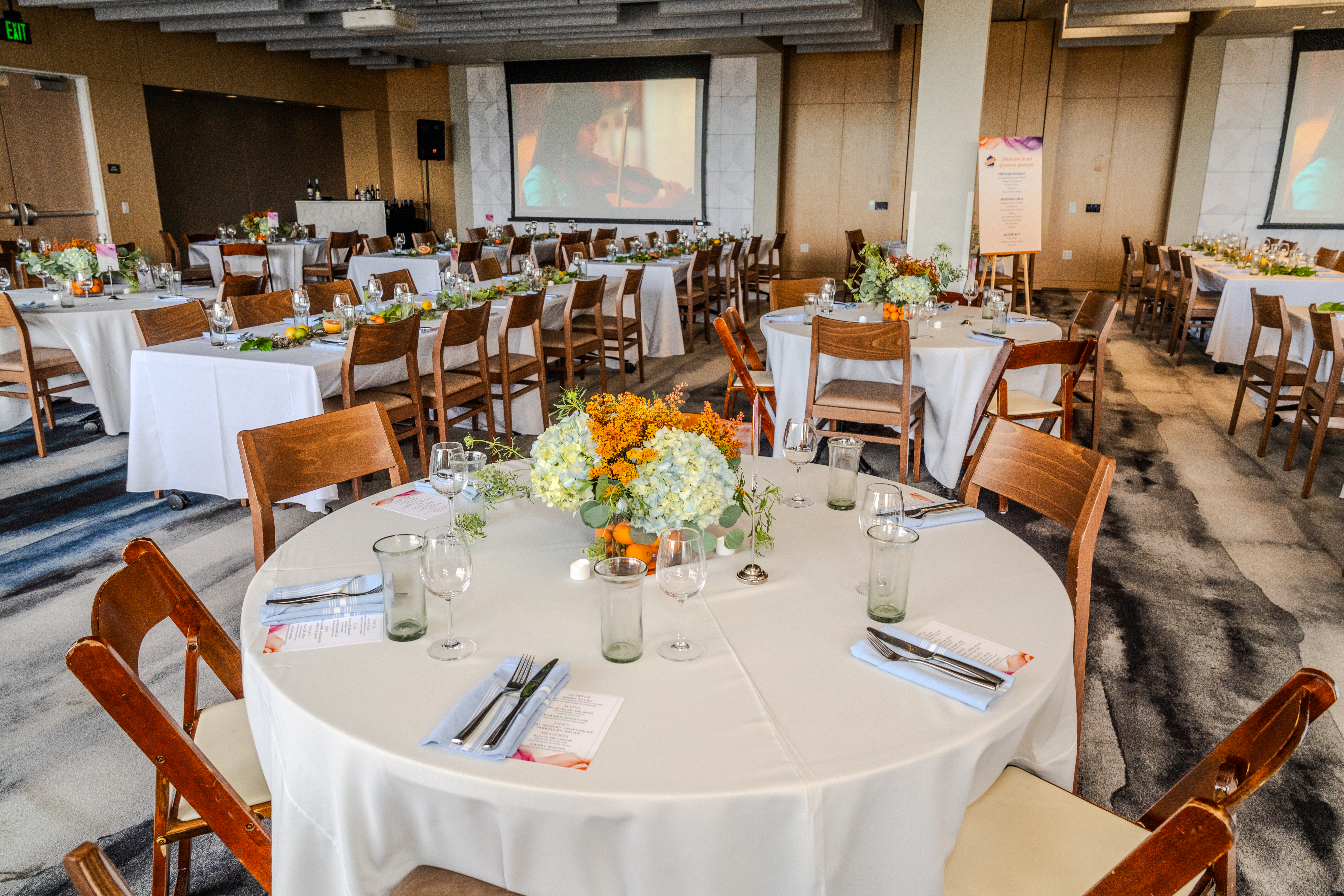 Corporate private dinner setup at Joya Kitchen La Jolla with modern table arrangement.