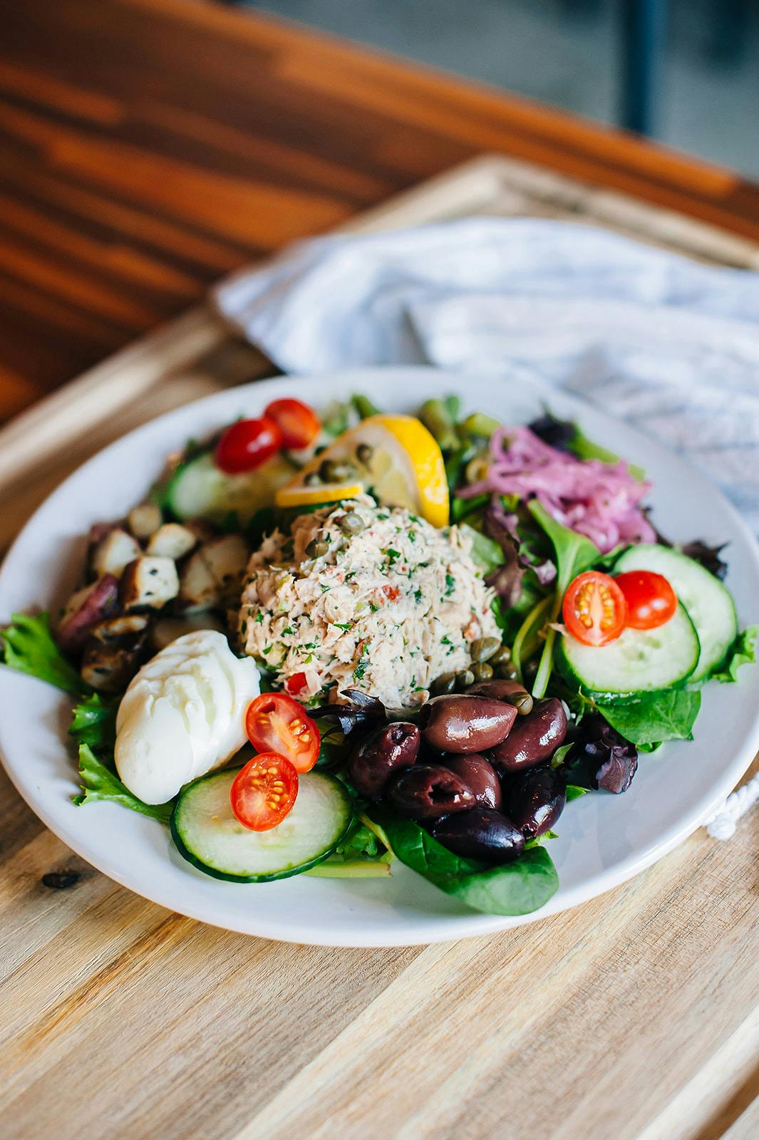 a plate with a salad