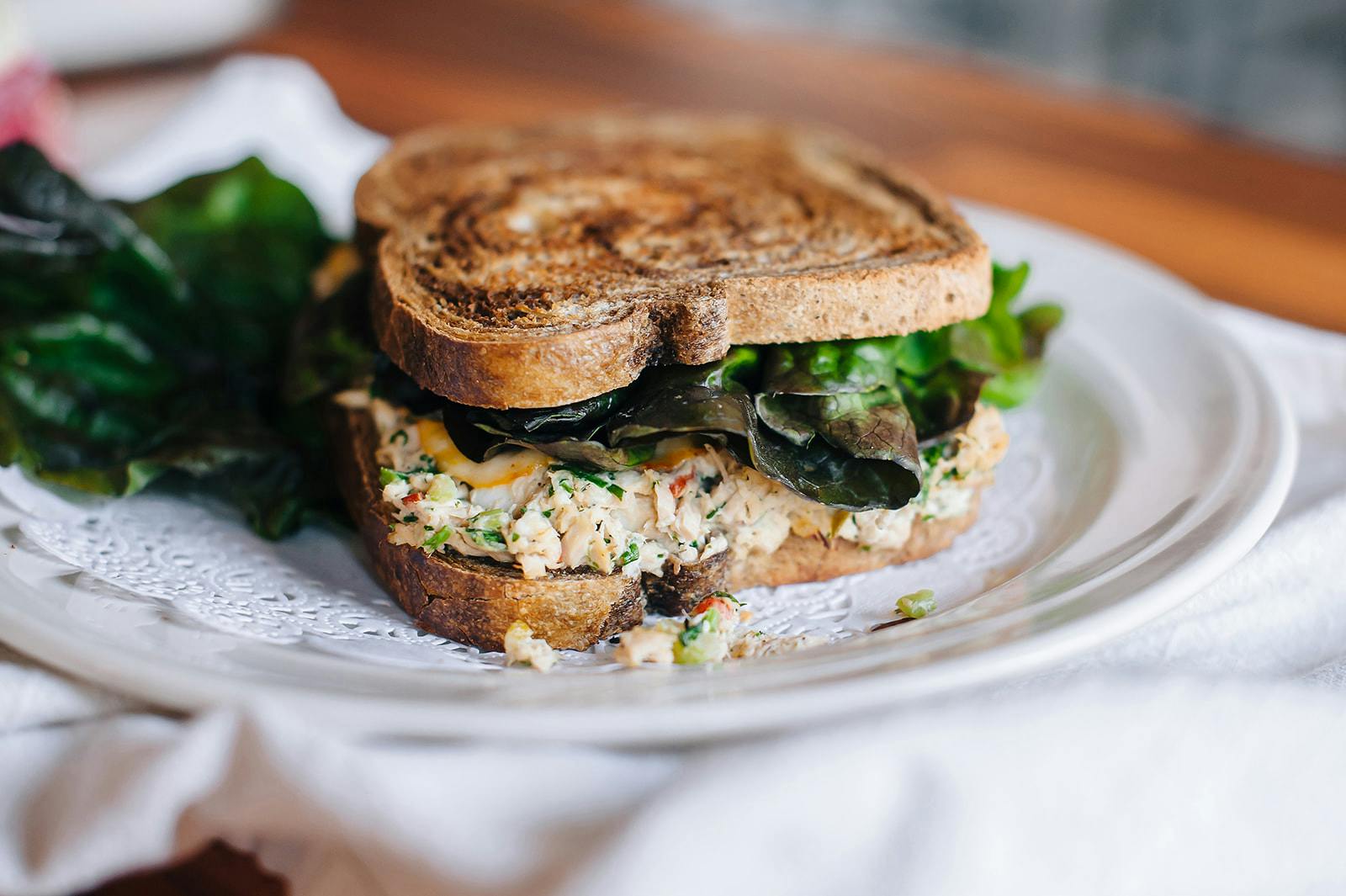 a close up of a sandwich on a plate