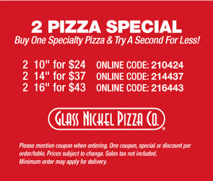 Glass Nickel Pizza Coupons