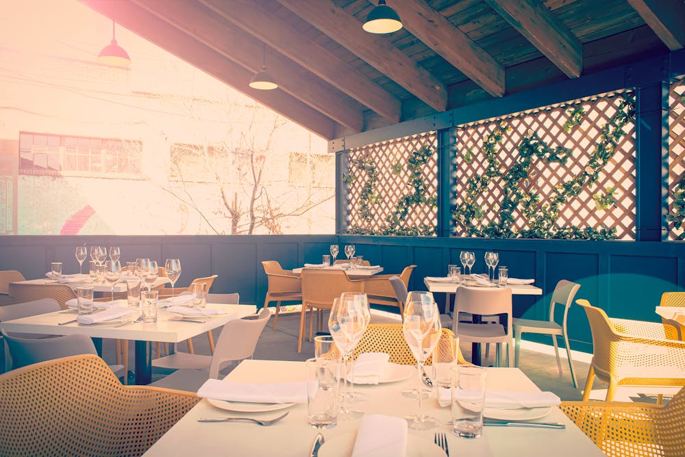 a dining table in a restaurant