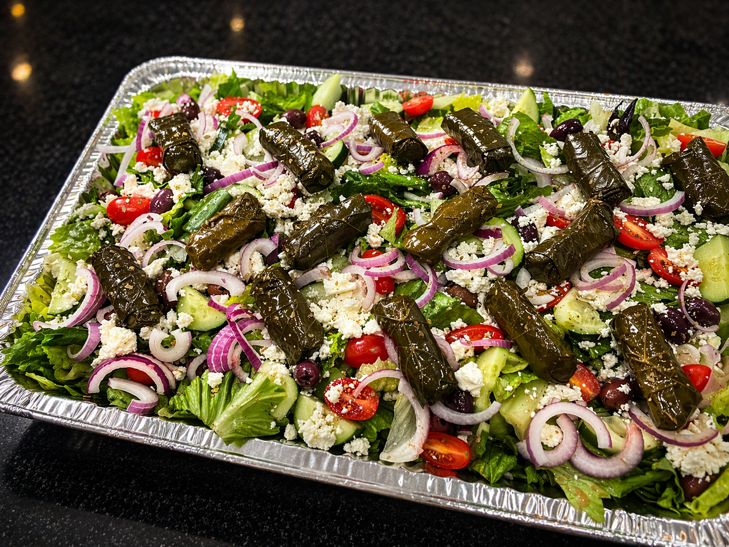 a tray of food on a counter