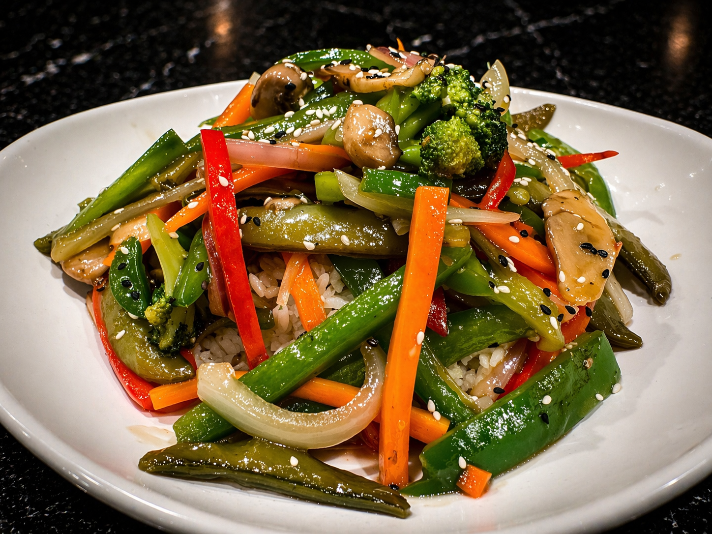 a plate of vegetables and rice