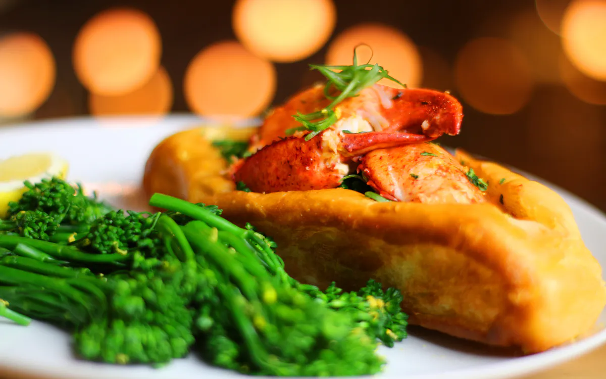 a plate of food with broccoli