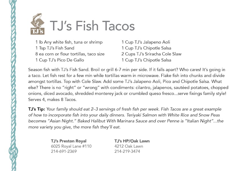 Tj S Fish Tacos Tj S Seafood Market Fresh Seafood Market And Restaurant In Dallas Tx