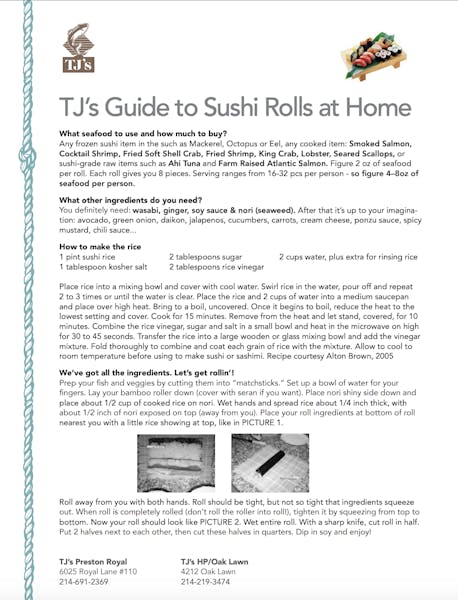 Tj S Guide To Sushi Rolls At Home Tj S Seafood Market Fresh Seafood Market And Restaurant In Dallas Tx