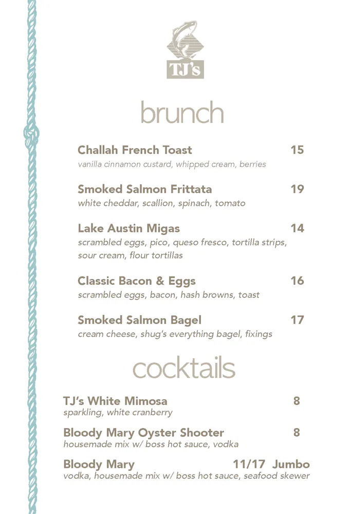 Preston Royal Menus TJ's Seafood Market Dallas, TX