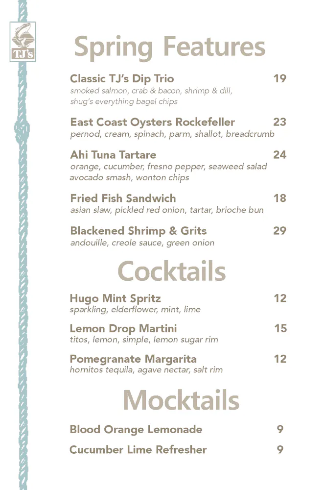 Spring Feature Menu Spring Specials | TJ's Seafood Market - Fresh Seafood Market and ...
