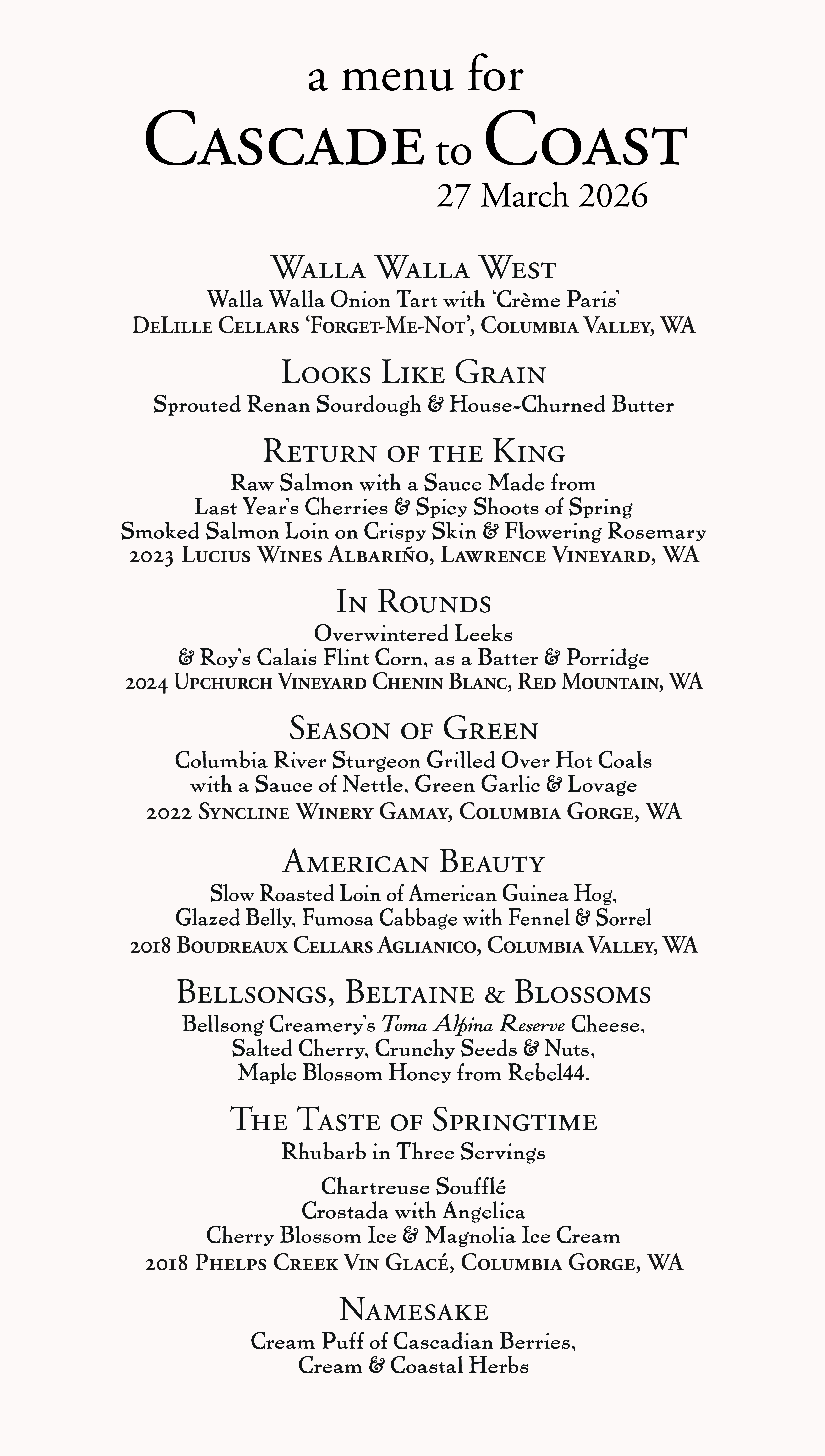 a menu with text on it