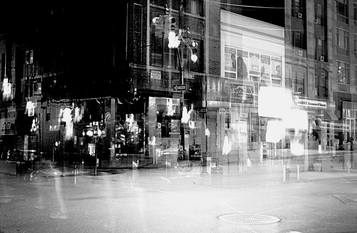 a city street in the rain