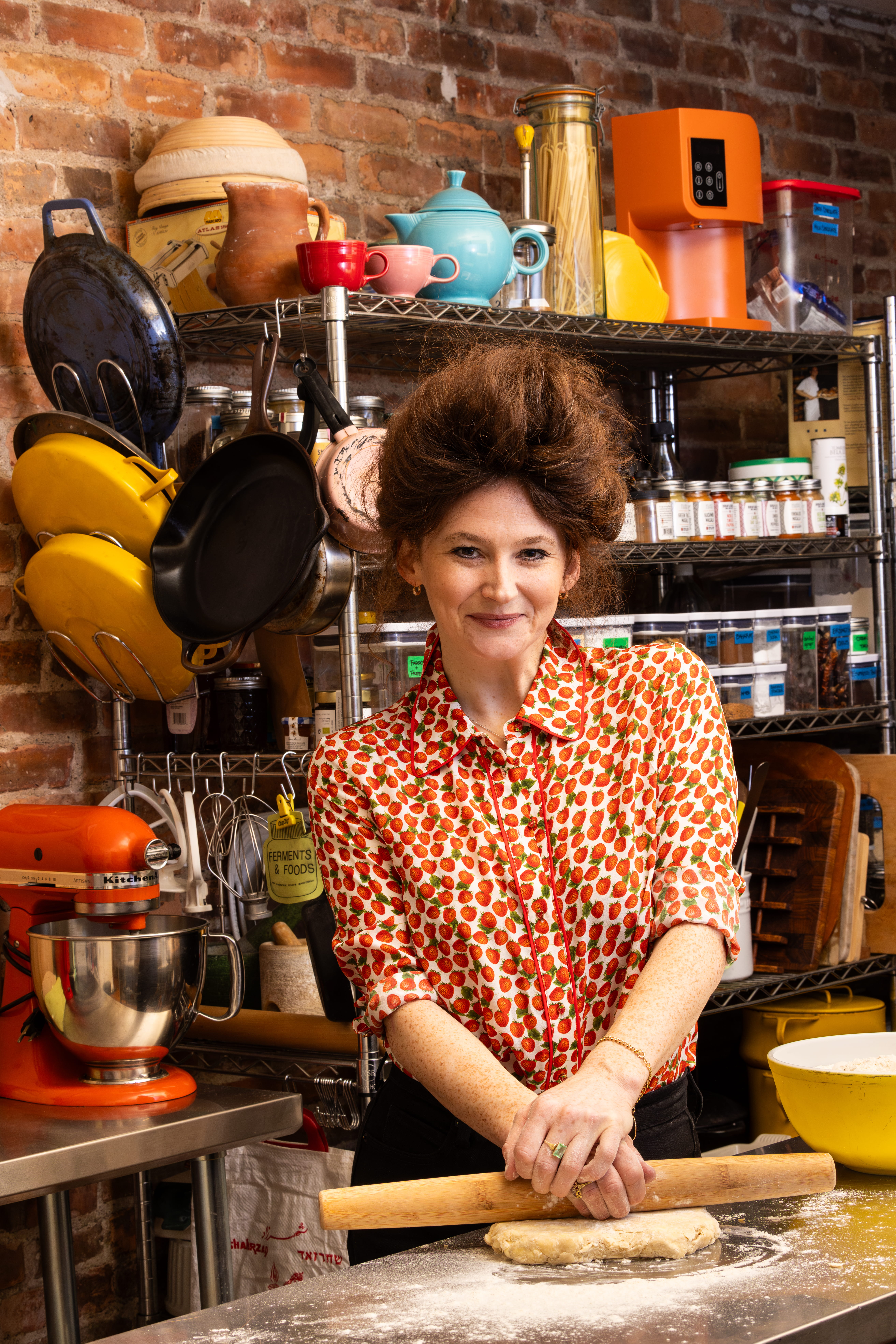 a woman in a kitchen