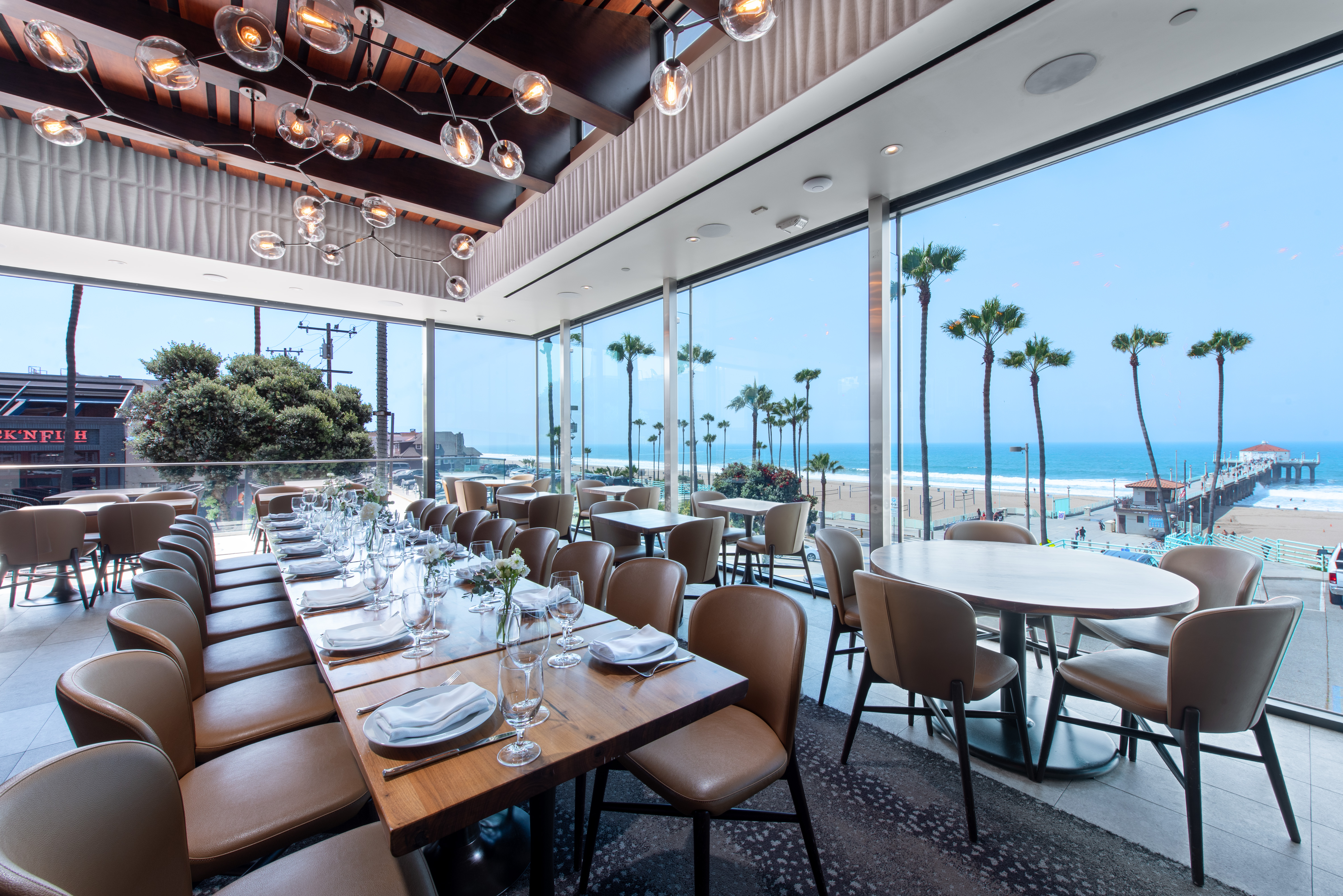 The Strand House Manhattan Beach Main Dining Room with ocean view