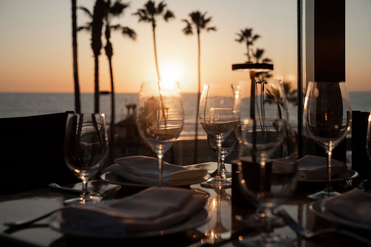 glasses on a sunset