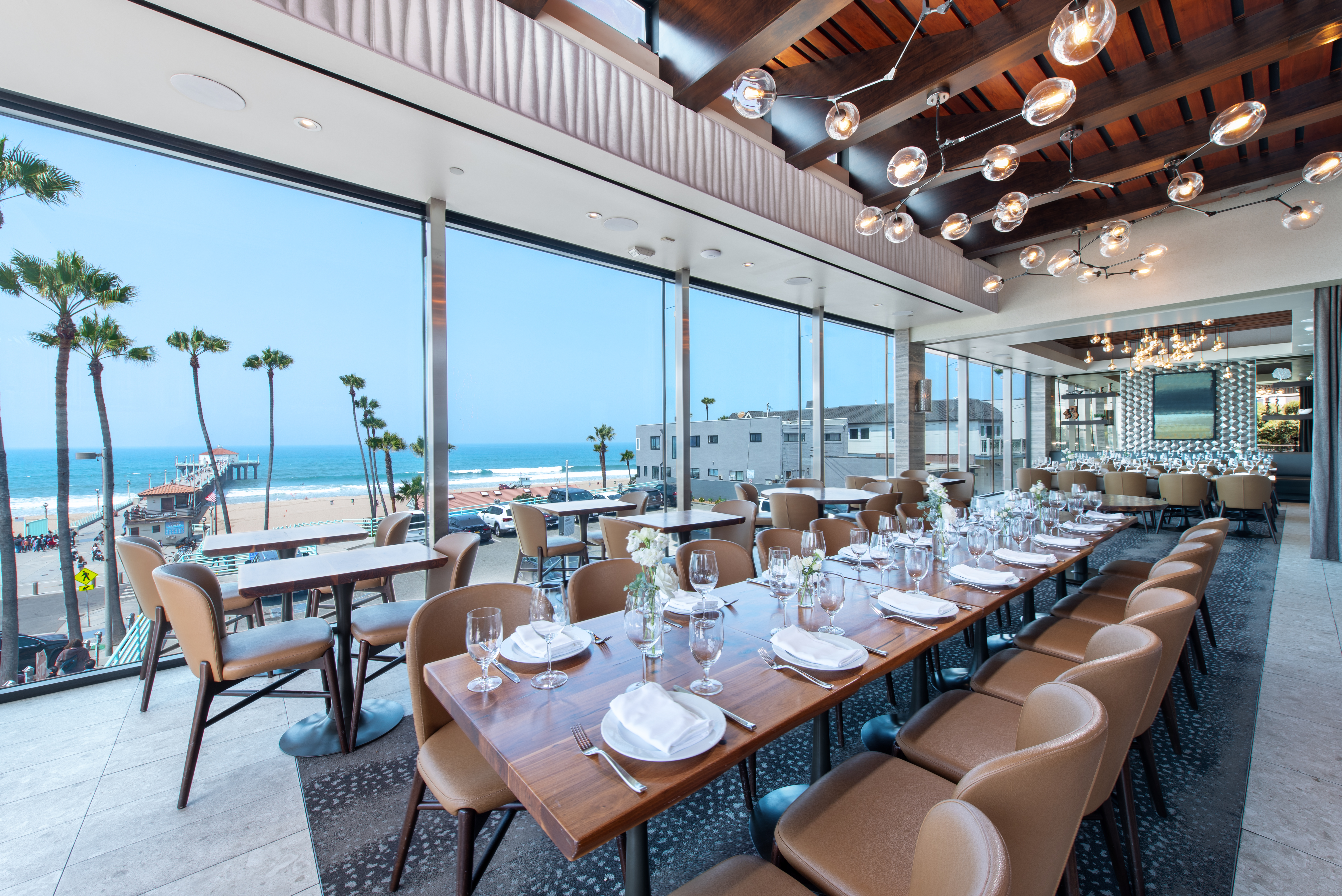 The Strand House Manhattan Beach Main Dining Room with ocean view