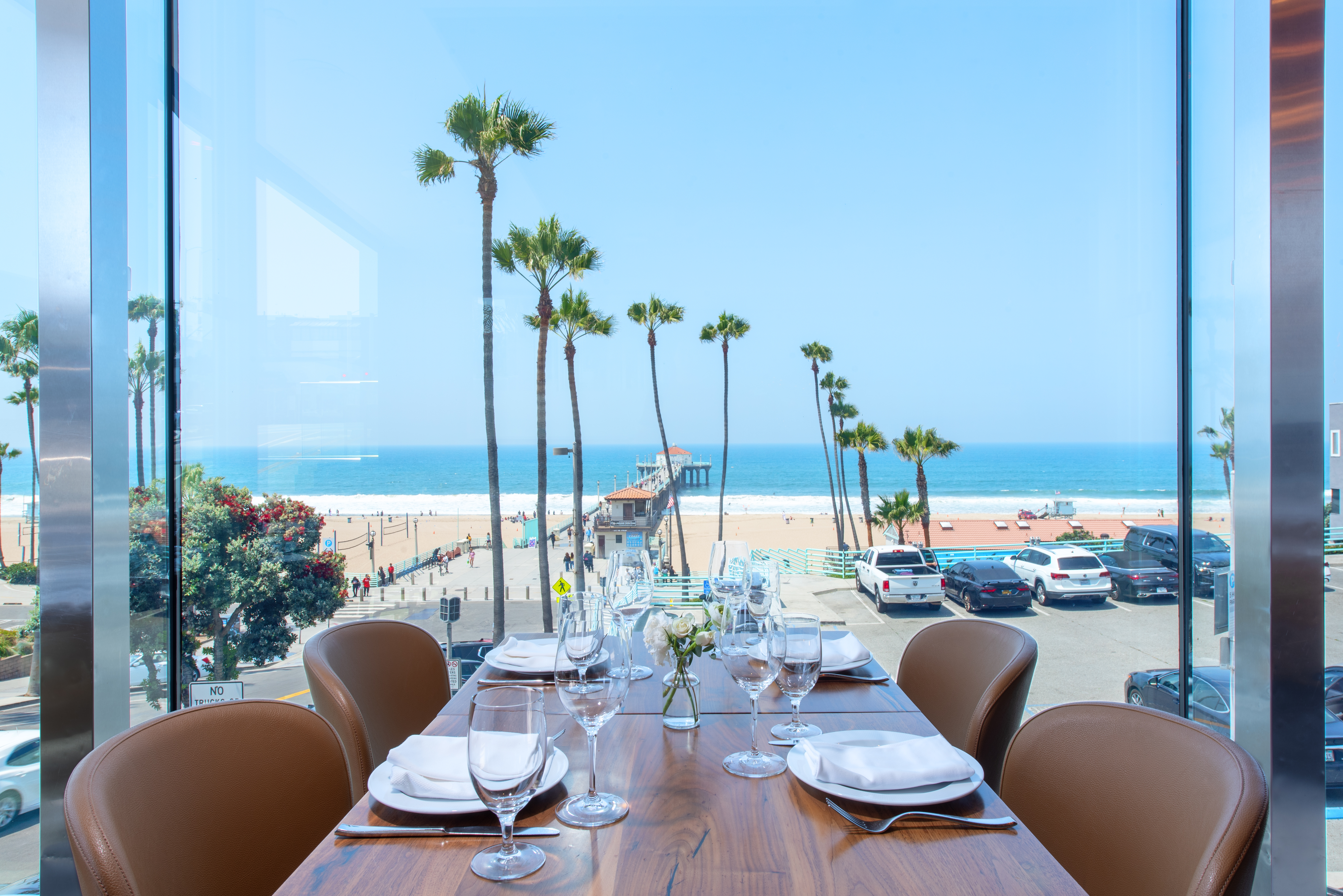 The Strand House Manhattan Beach Main Dining Room with ocean view