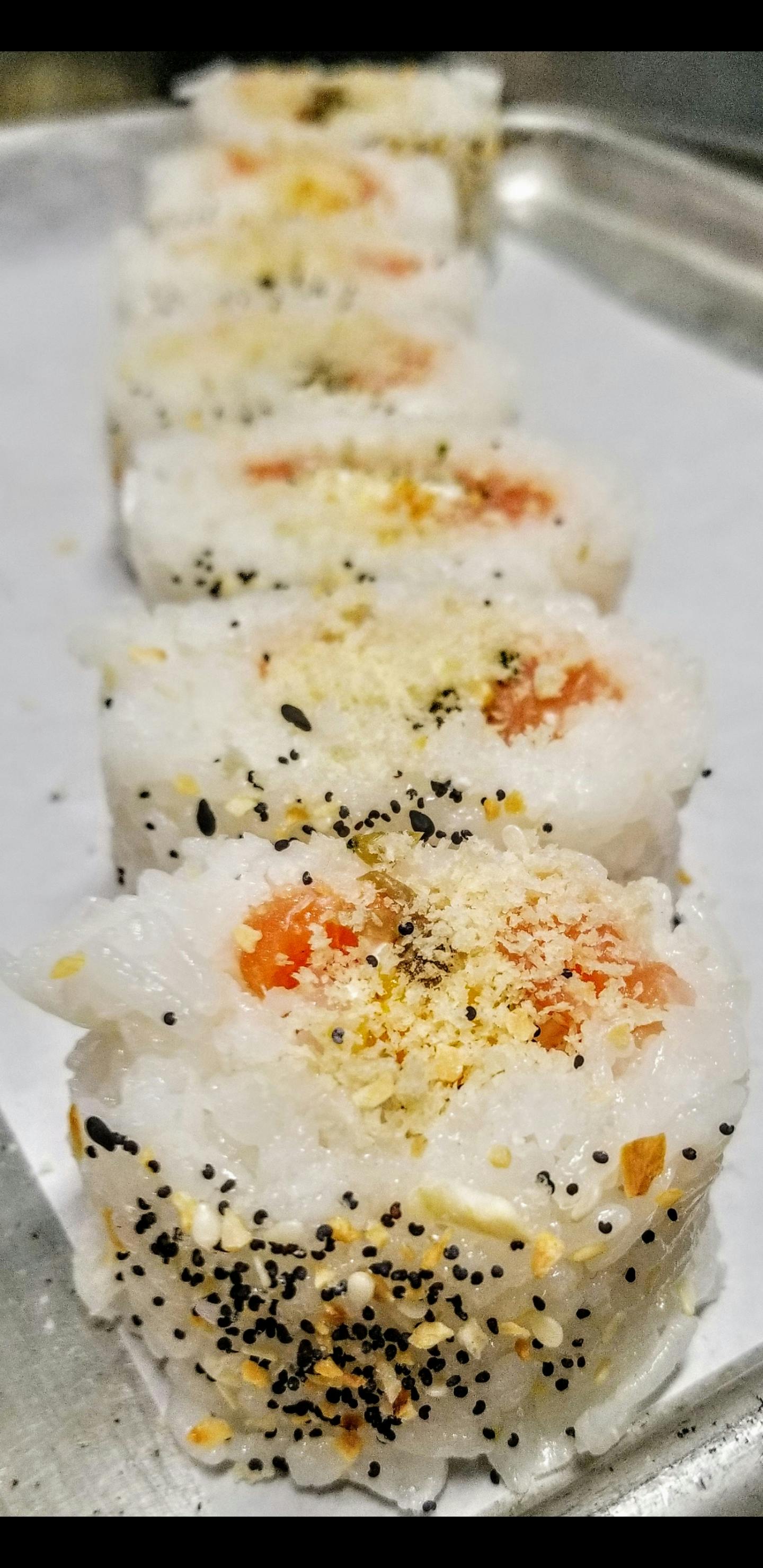 three piles of rice