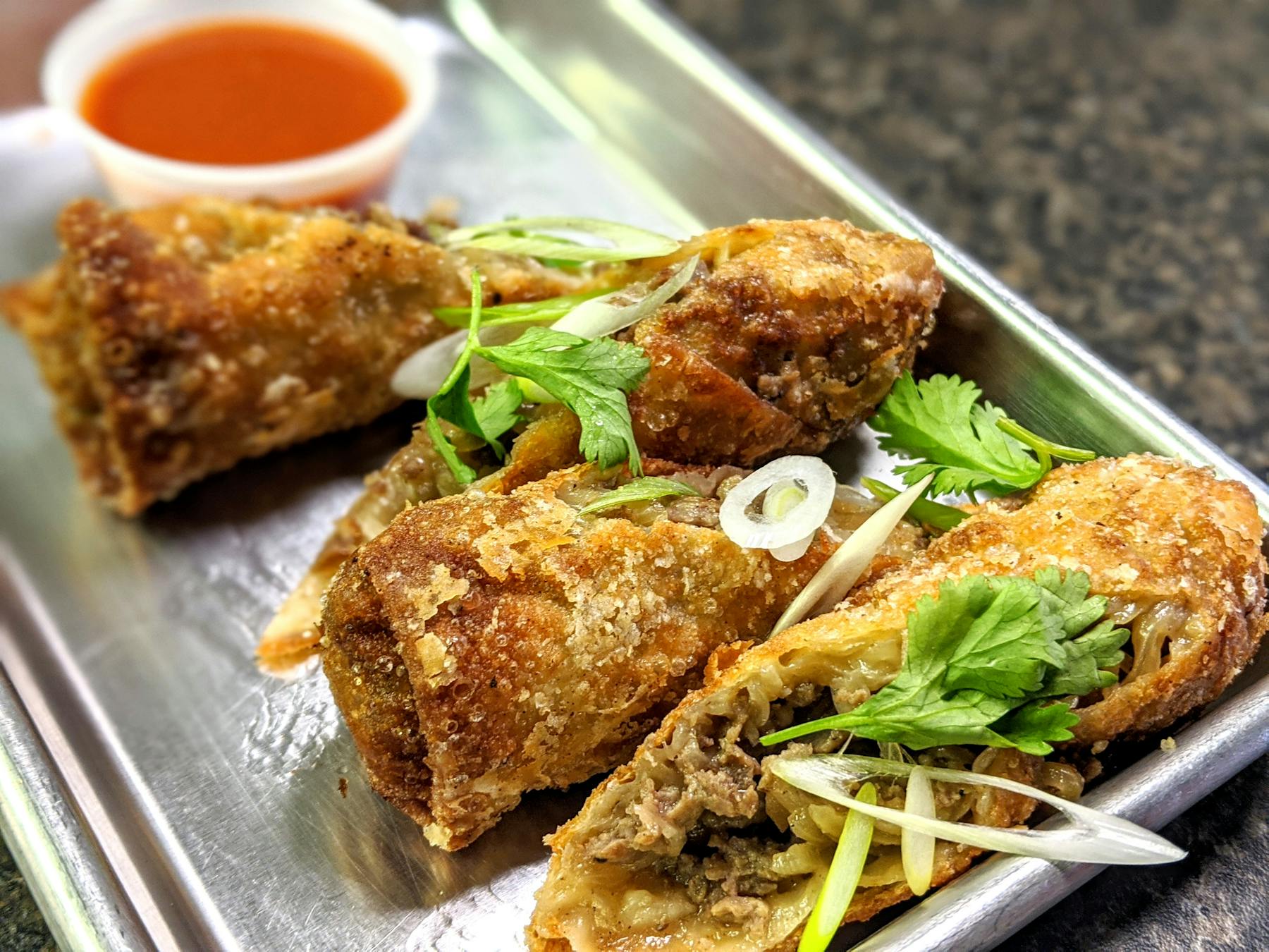 a tray of food on a plate
