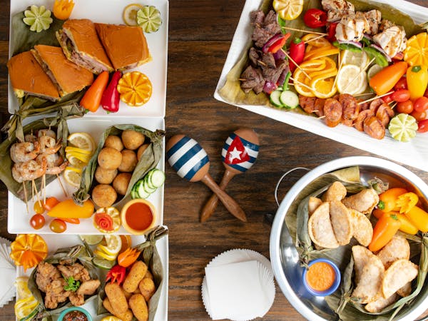 a bunch of different types of food on a table