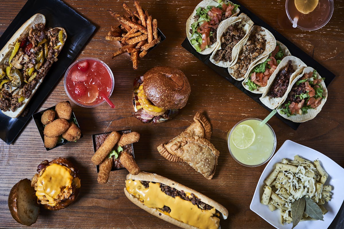 a bunch of food sitting on a table