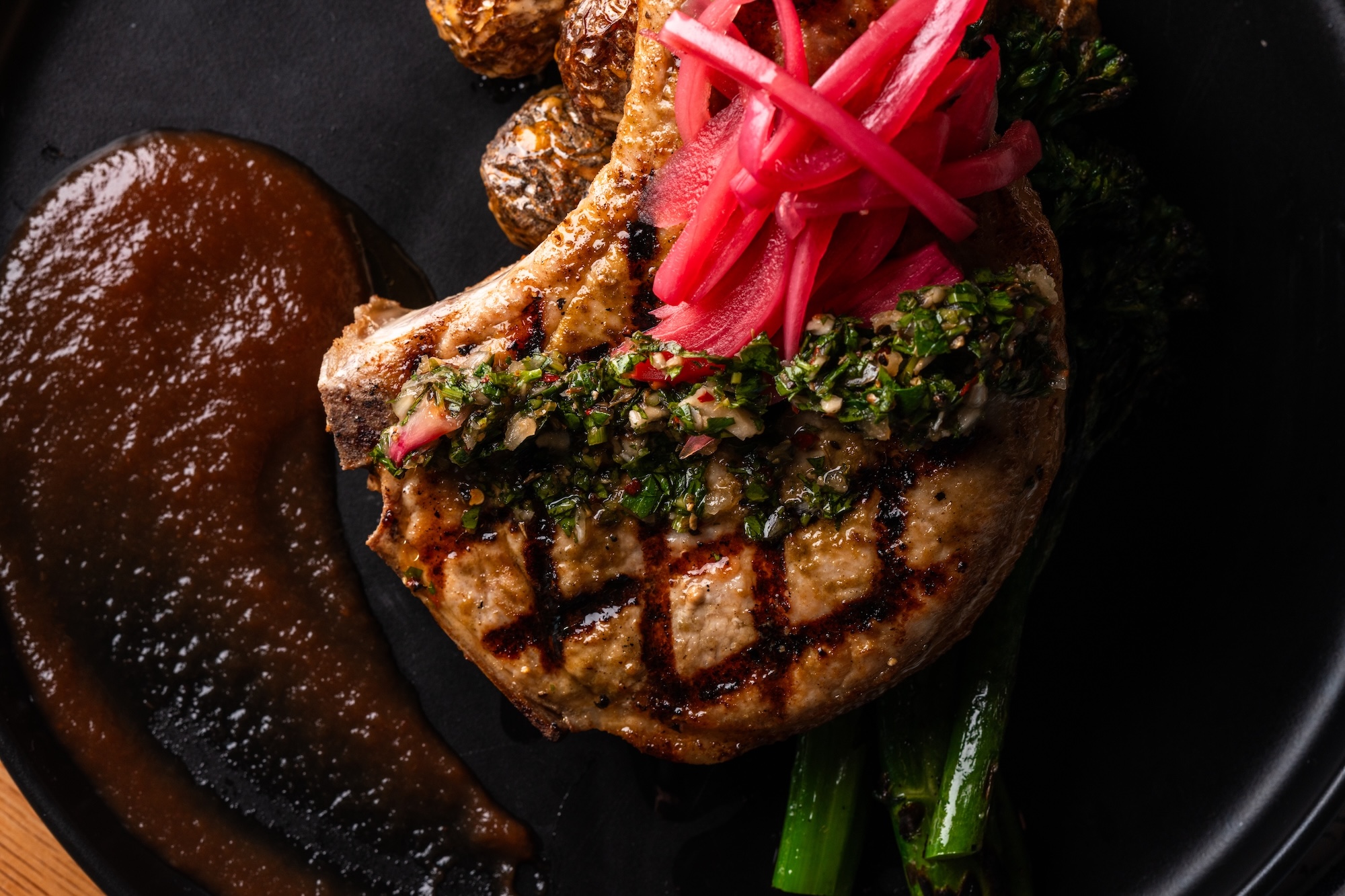 a close up of food