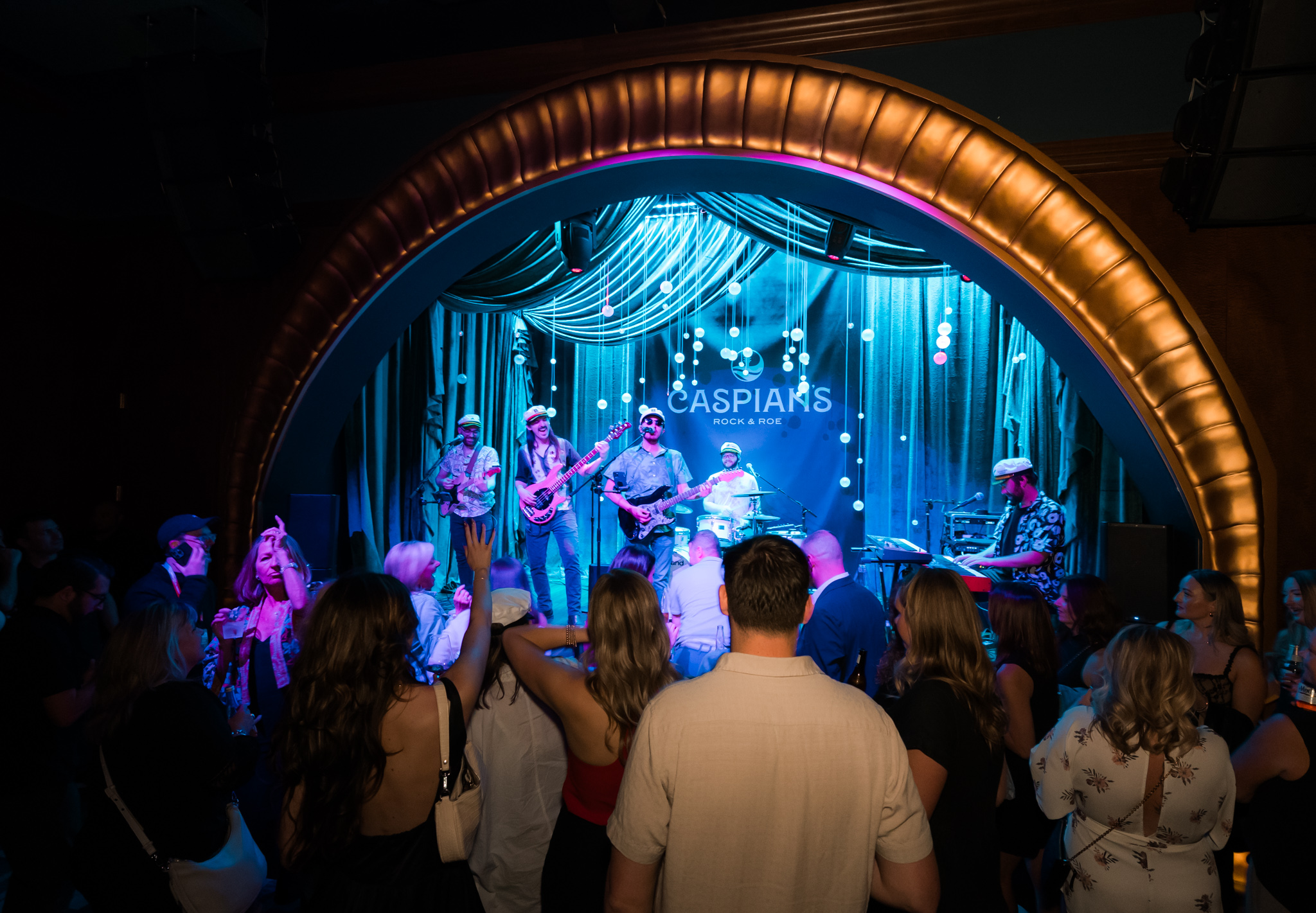 Las Vegas live music venue Caspians having band on stage preforming
