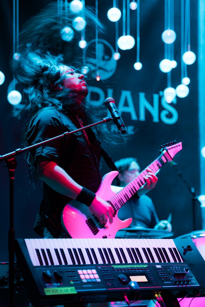 Las Vegas live music band neon knights playing the guitar