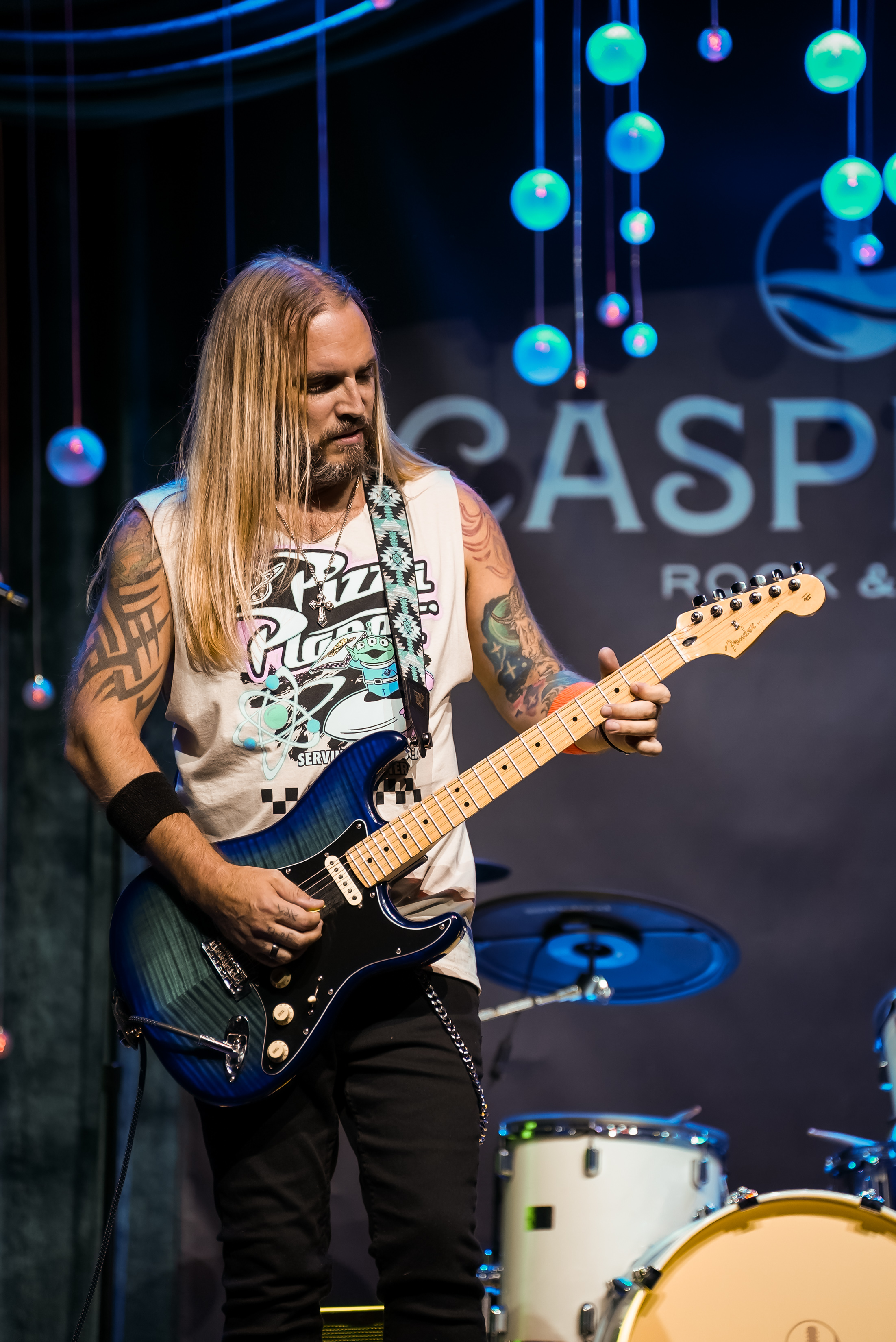 Guitar player playing las Vegas live music venue Caspians