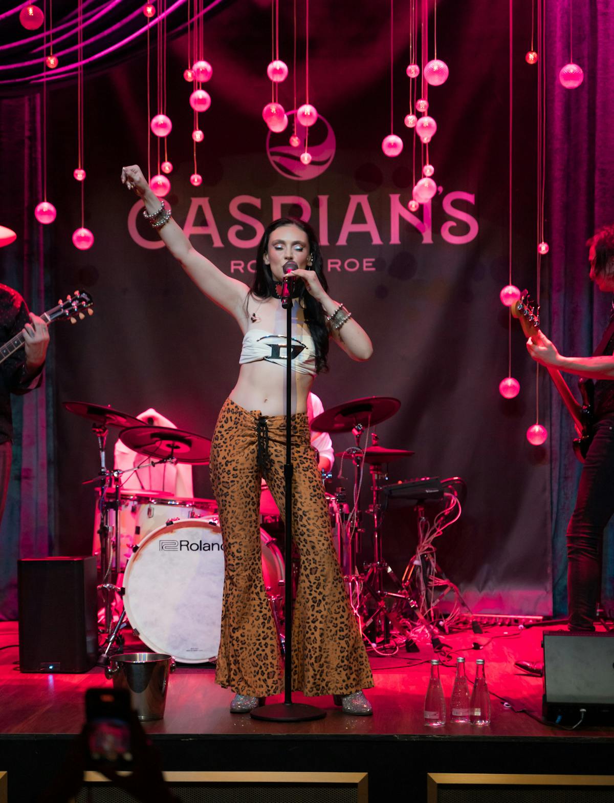 a guest singing caviar karaoke at Las Vegas Live Music Venue Caspians