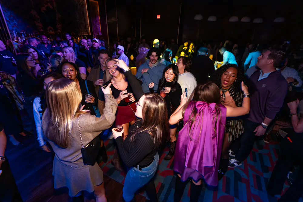 crowd dancing at Las Vegas speakeasy Caspians