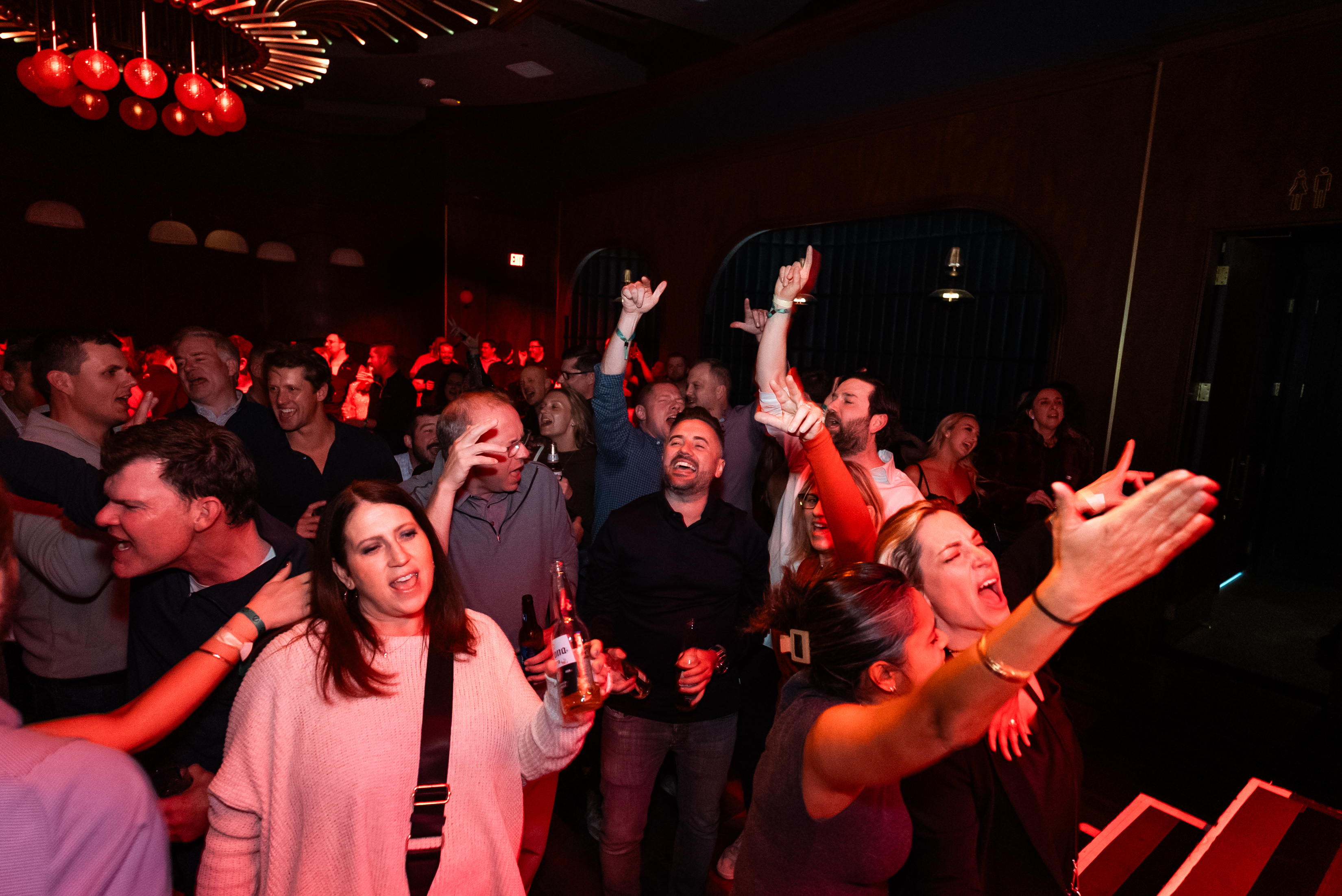 crowd cheering at Las Vegas live music venue Caspian's