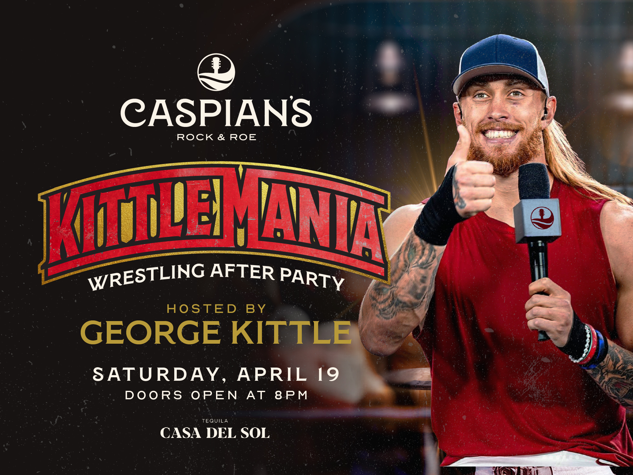 flyer for WWE afterparty with George Kittle