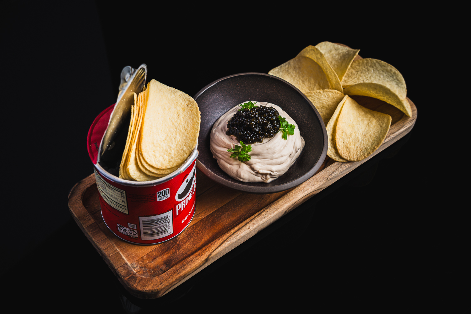 caviar and Pringles severed at Caspians Las Vegas Speakeasy 