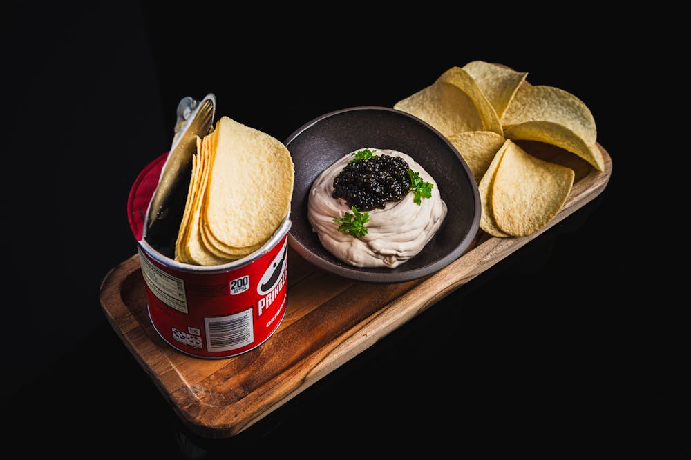 caviar and Pringles severed at Caspians Las Vegas Speakeasy