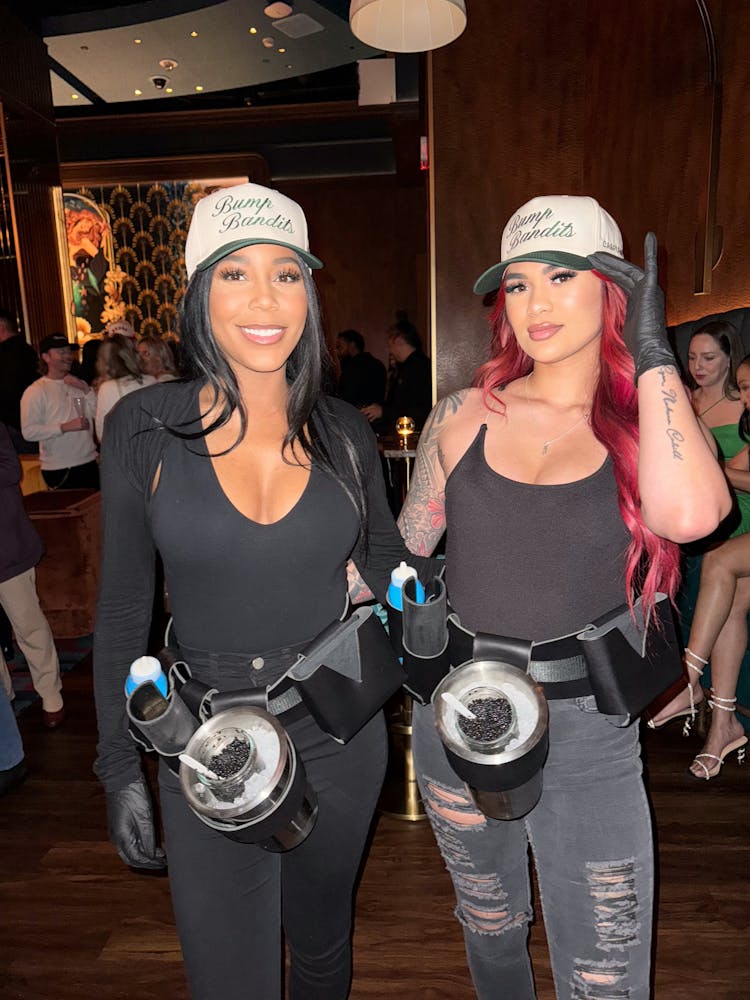 caviar bar girls handing out bumps at Las Vegas live music venue Caspians