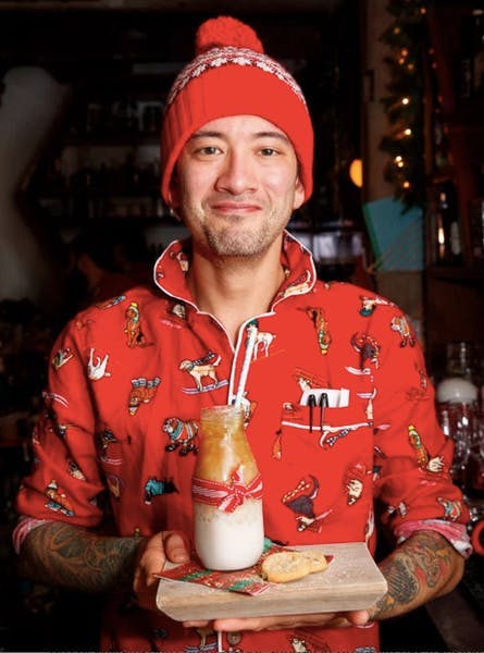 a man wearing a red hat