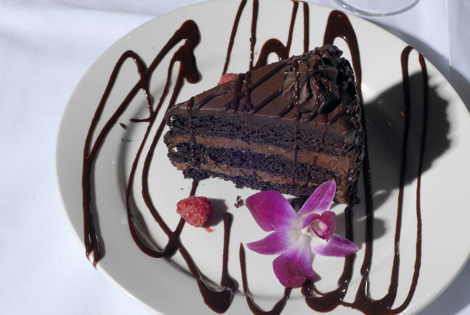 a piece of chocolate cake on a plate