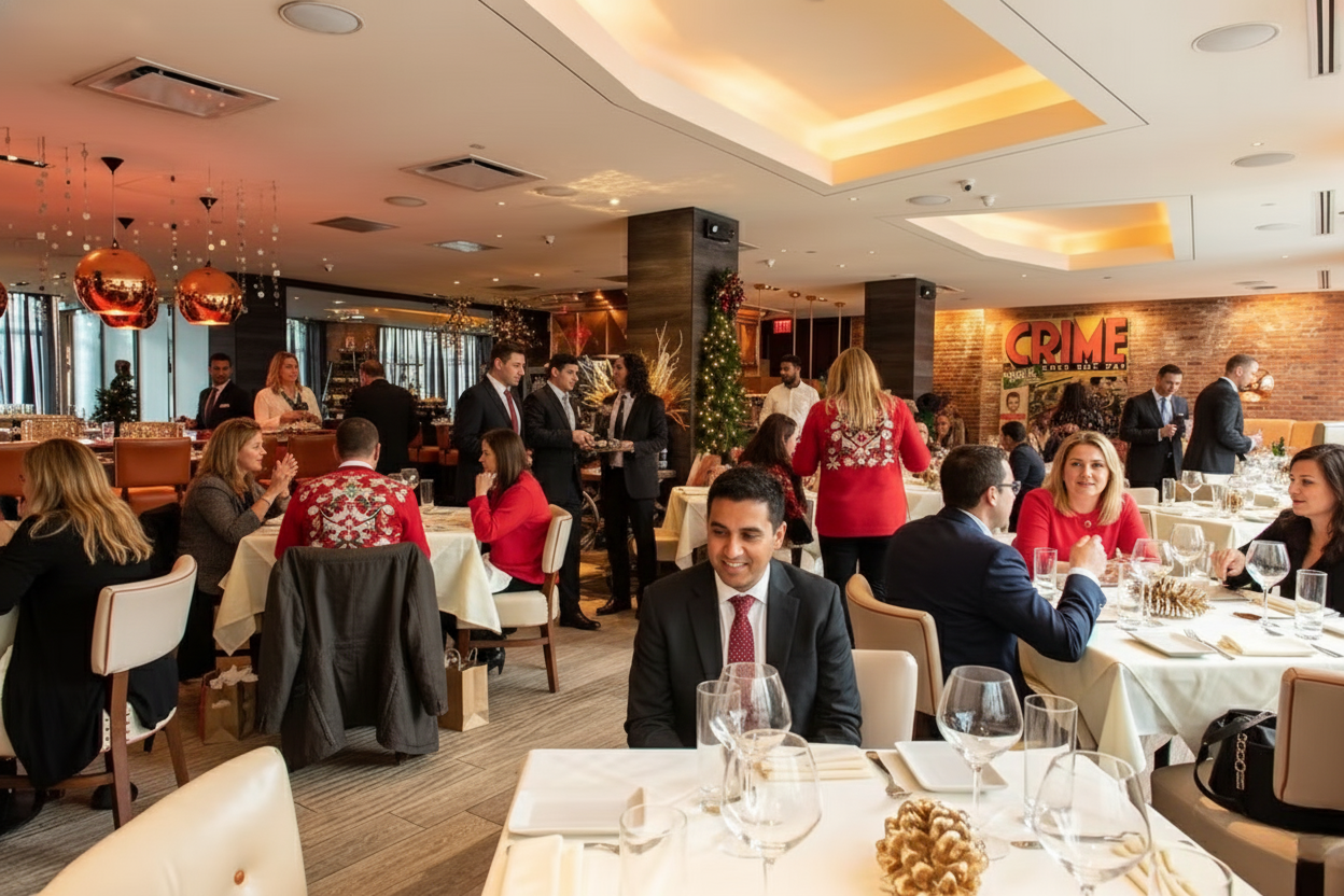 Full venue buyout holiday party at Scampo in Beacon Hill, Boston