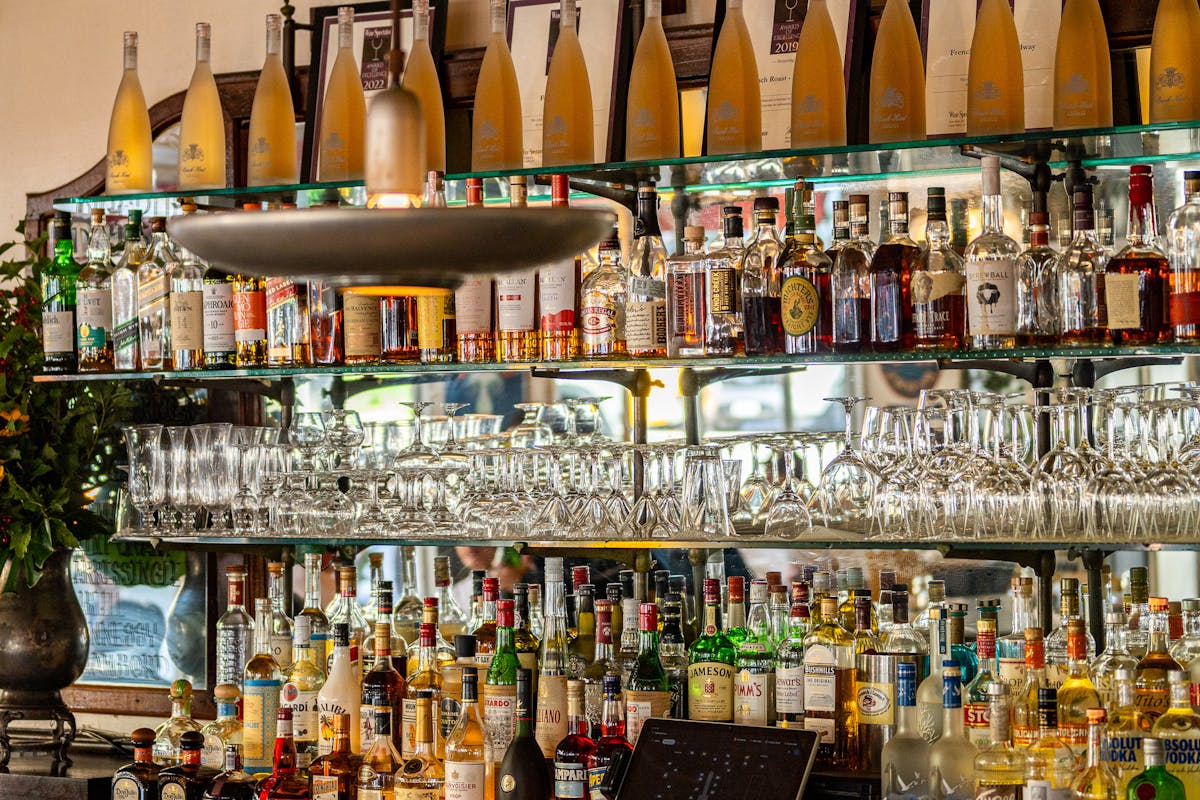 bottles on the bar area
