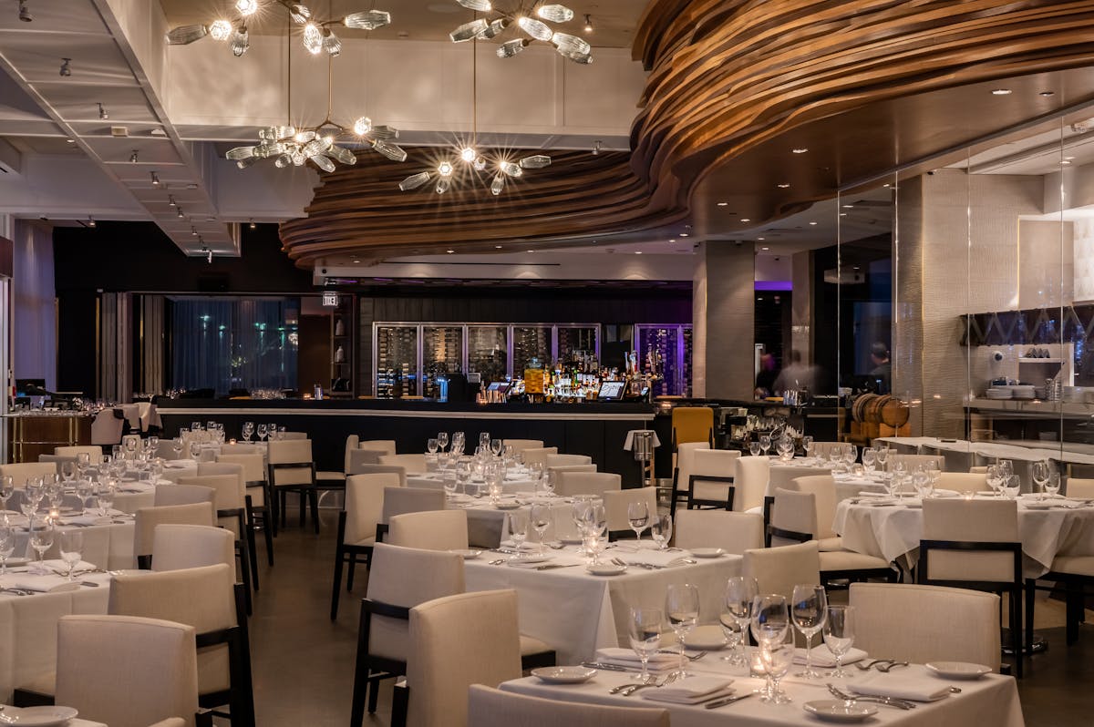 a dining table in a restaurant