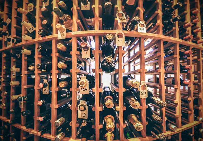 a row of wooden cabinets