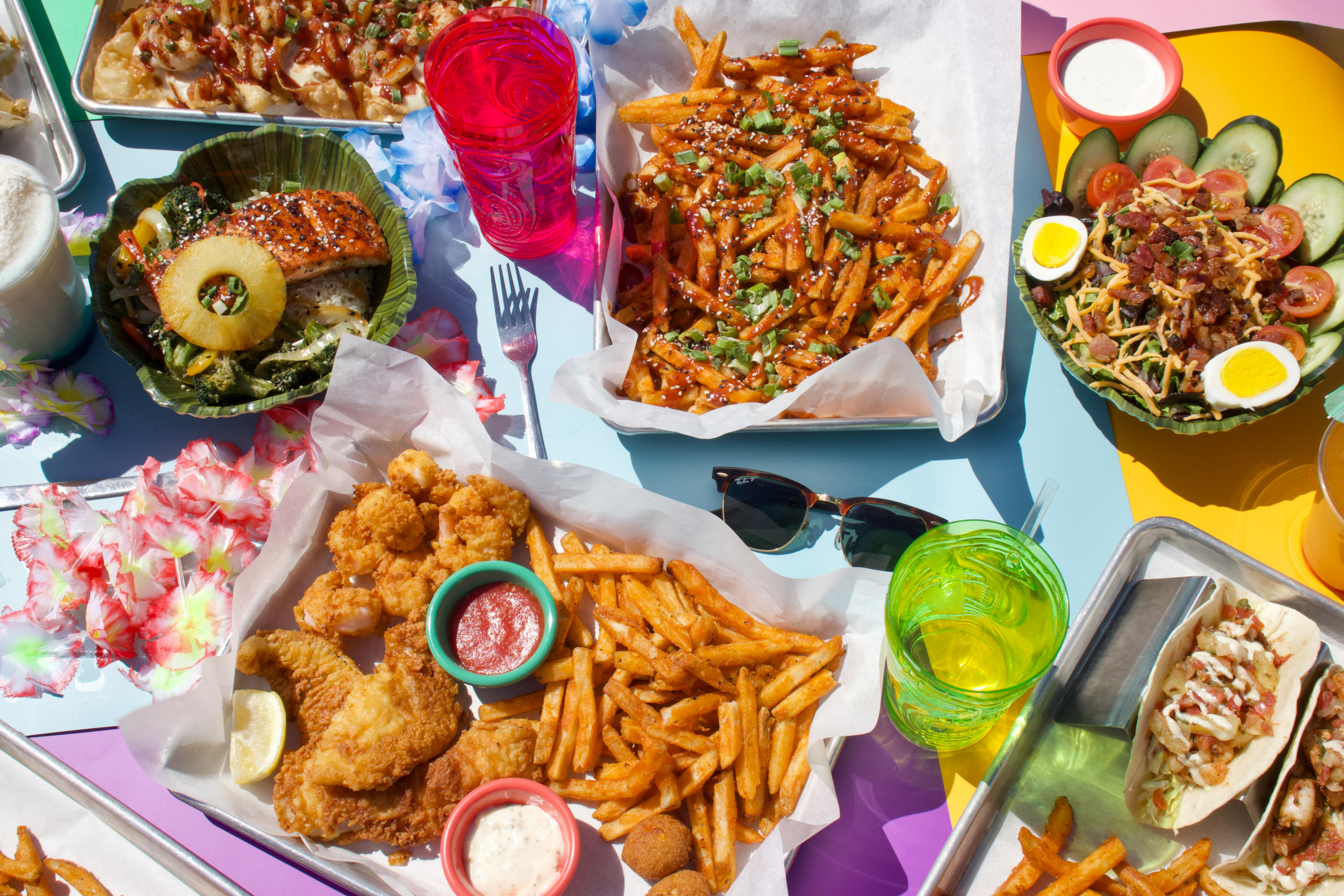 a table with food on it