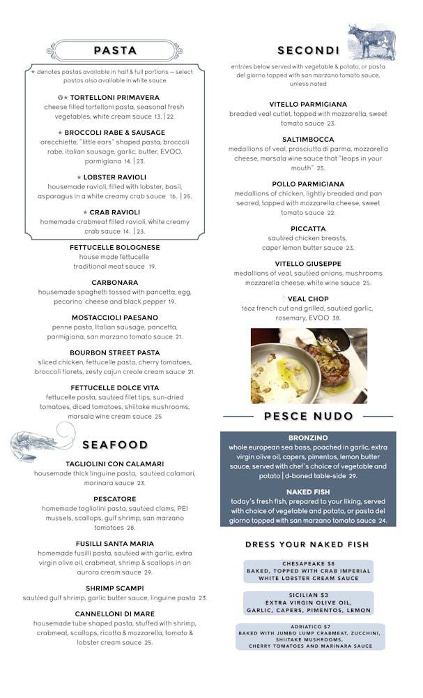 TOGO Menu La Casa Pasta