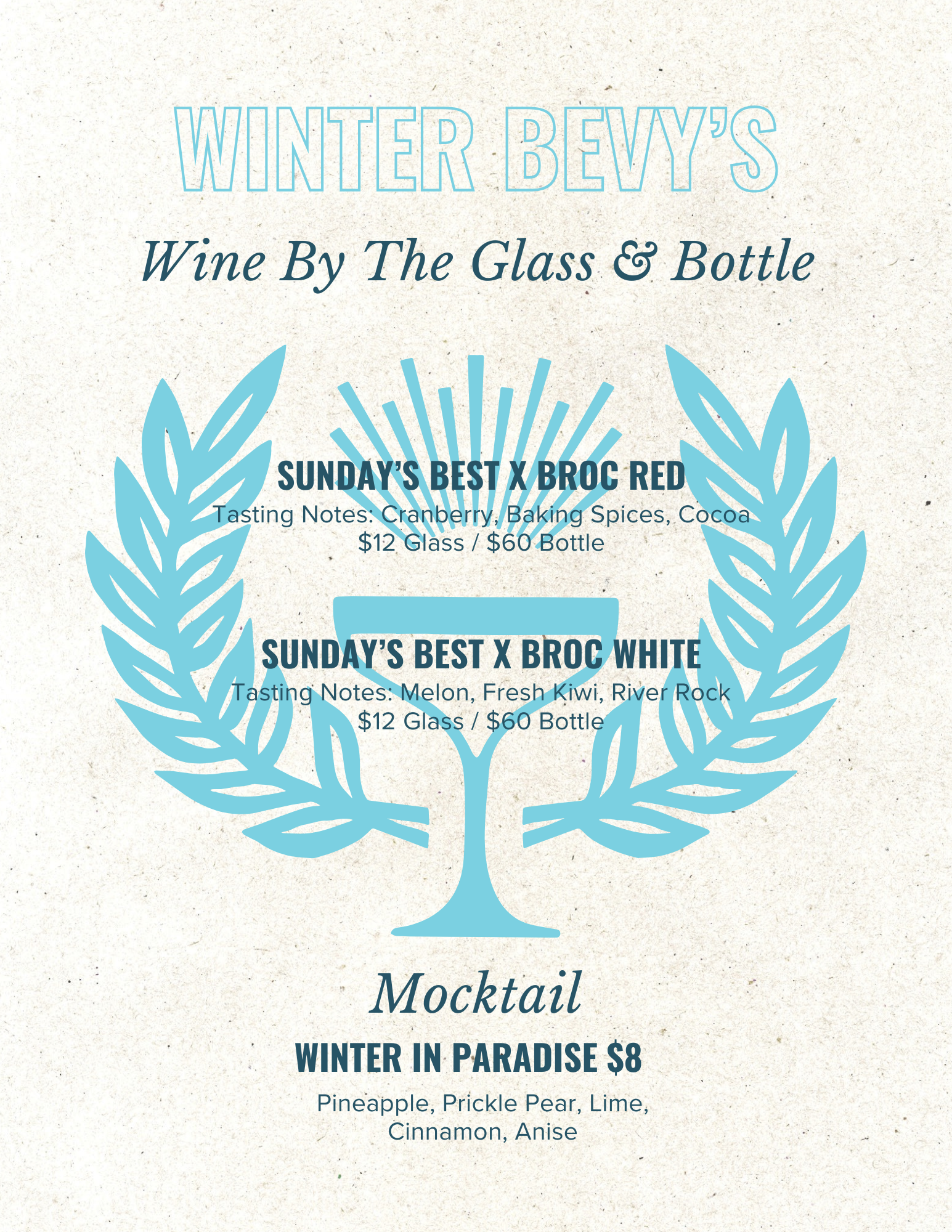 new winter wines and mocktail