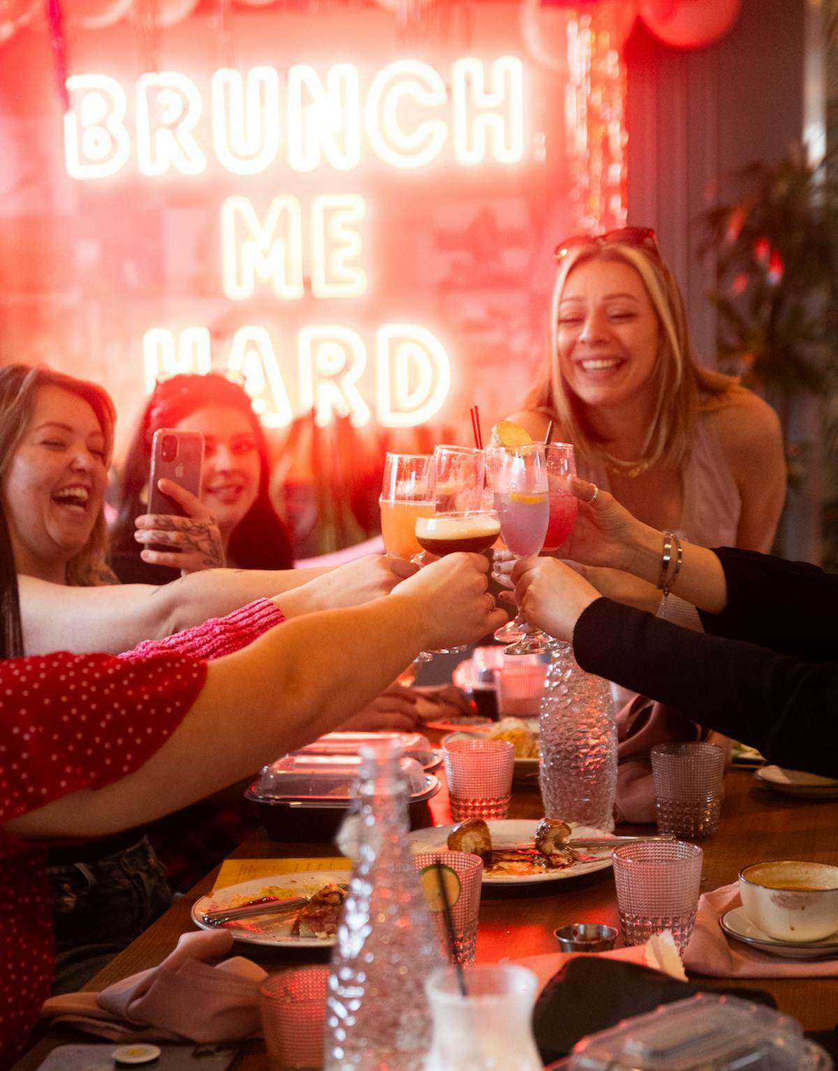 Girls celebrating galentines brunch