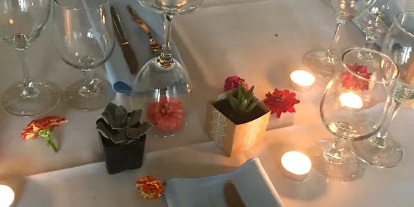 a table with wine glasses