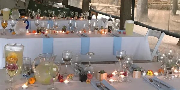 a group of people sitting at a table with wine glasses
